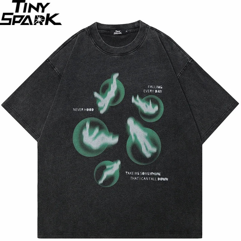 Retro Green Graphic Oversized T-Shirt — front view