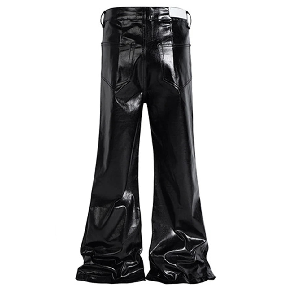Red Denim Flare Jeans — front view