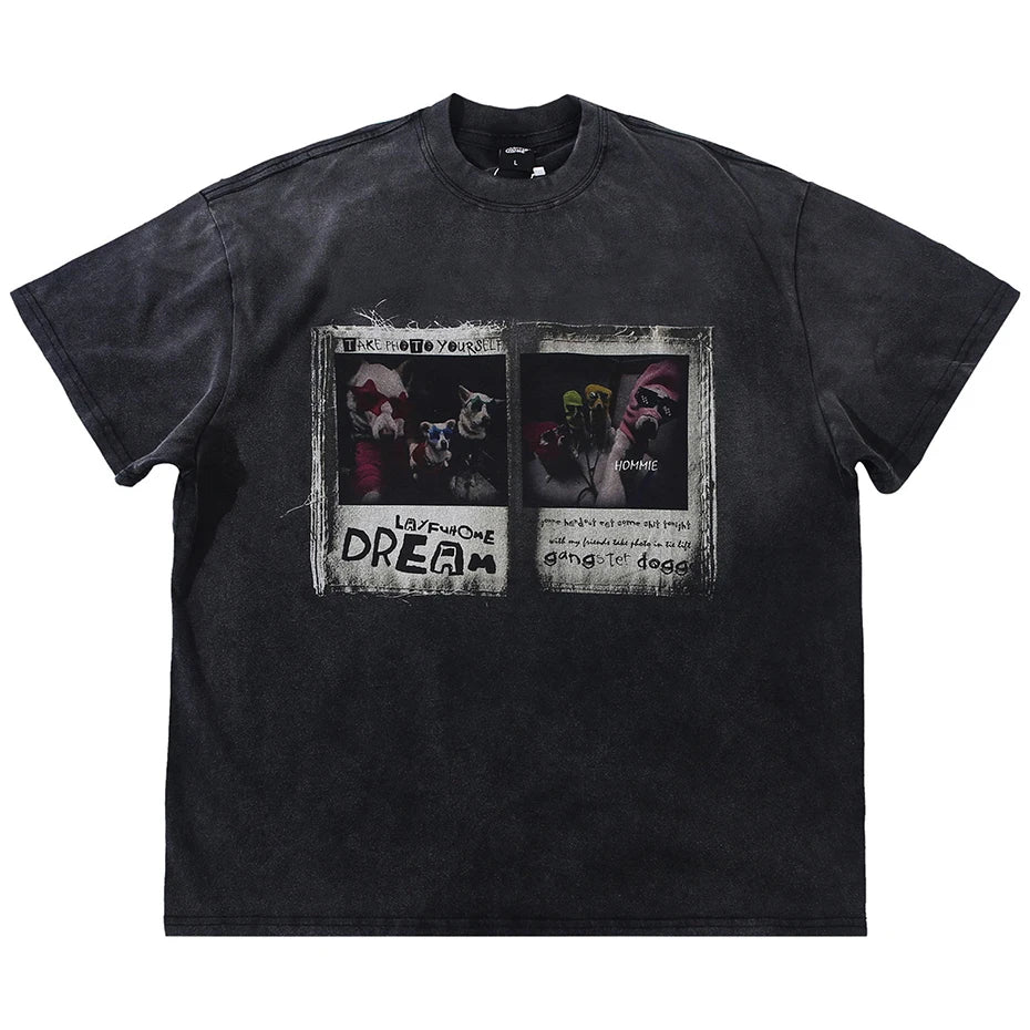 Y2K Dog Graphic Oversized T-Shirt — back view