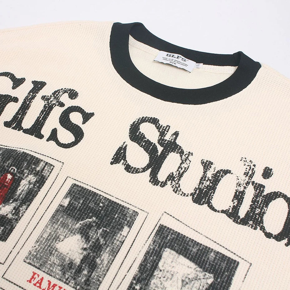 Y2K Vintage Graphic Oversized Long Sleeve Tee — back view
