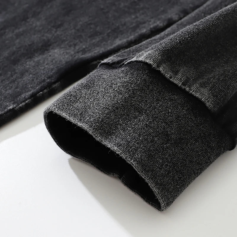 Vintage Black Washed Long Sleeve Tee — detail shot