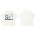Aesthetic White Graphic T-Shirt — fabric close-up