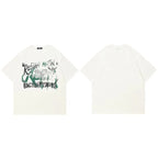 Aesthetic White Graphic T-Shirt — fabric close-up