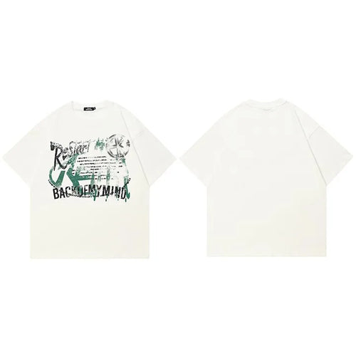Aesthetic White Graphic T-Shirt — fabric close-up