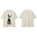 White Beige Doberman Dog Graphic T-Shirt — side view