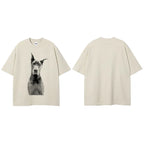 White Beige Doberman Dog Graphic T-Shirt — side view