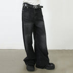 Vintage Black Denim Baggy Jeans — front view