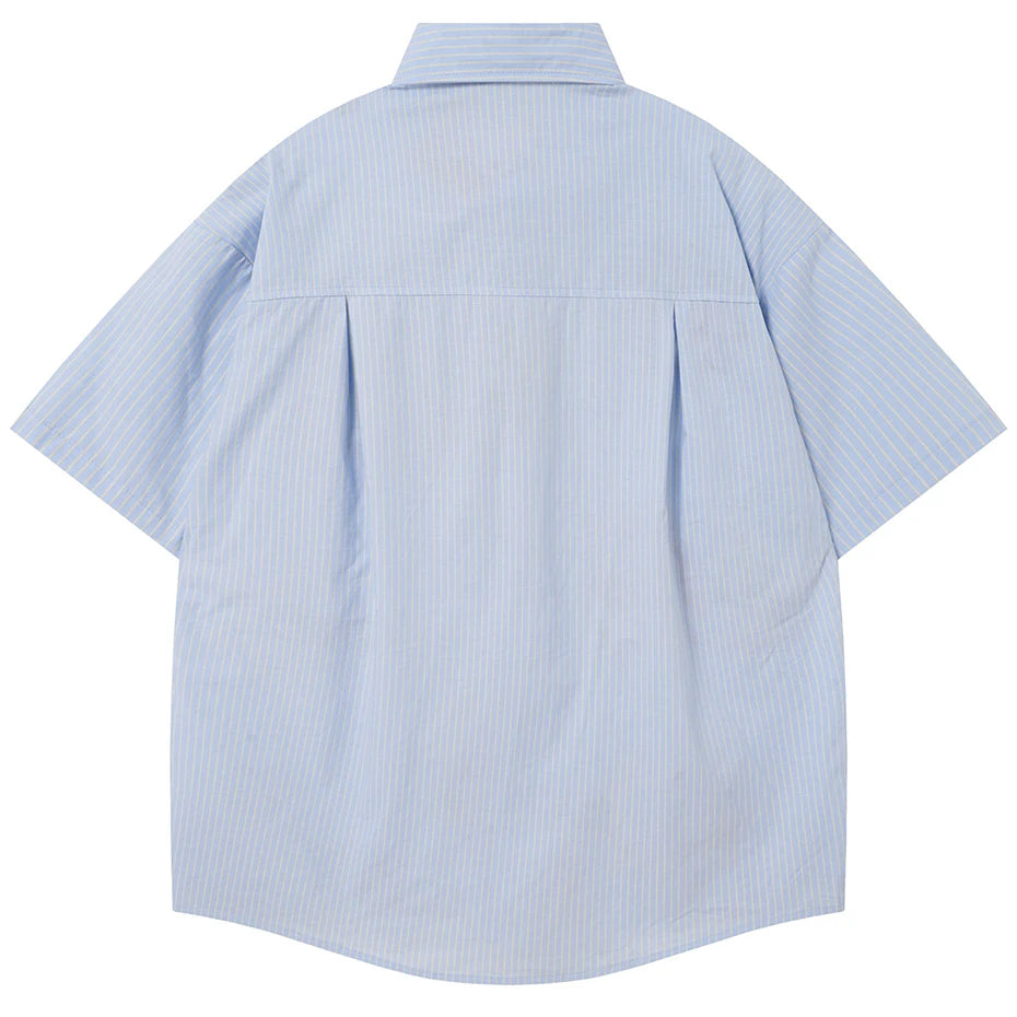 Y2K Cartoon Cat Graphic Loose Shirt — front view