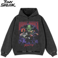 Grave Black Graphic Oversized Hoodie — front view