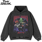 Grave Black Graphic Oversized Hoodie — front view