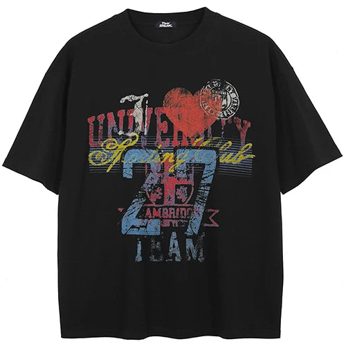 Vintage Black Graffiti Faded T-Shirt — fit shot