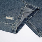 Y2K Blue Denim Wide Leg Jeans — fabric close-up