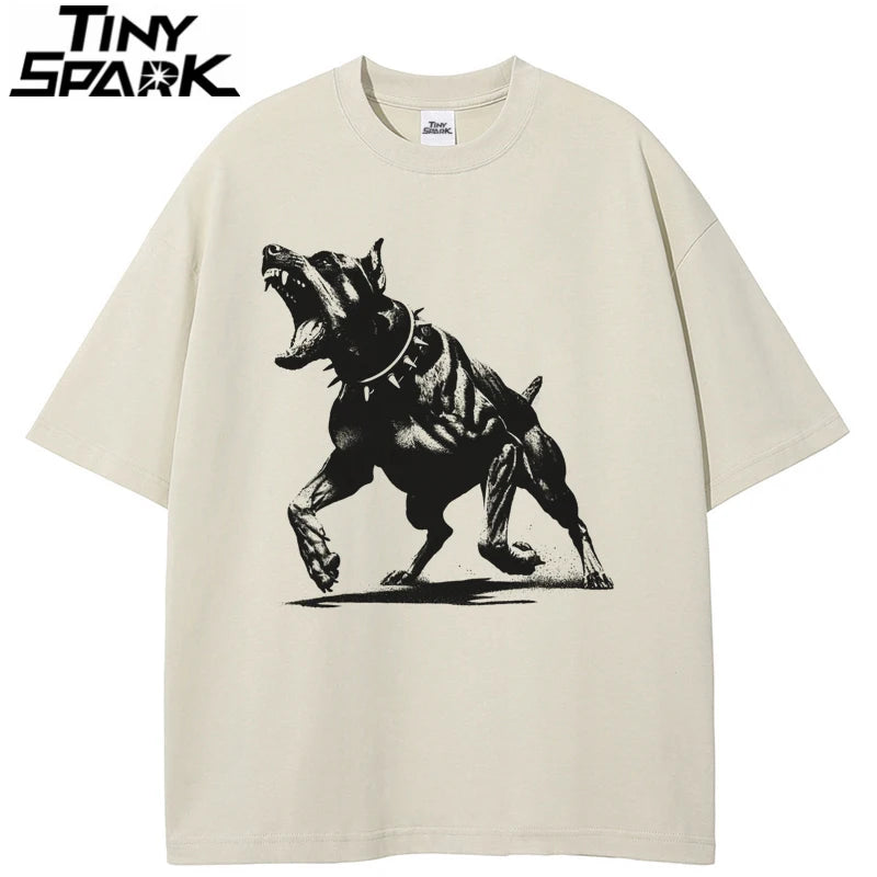 Print Beige Dog Graphic T-Shirt — detail shot