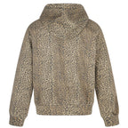 Vintage Leopard Hooded Oversized Jacket — front view