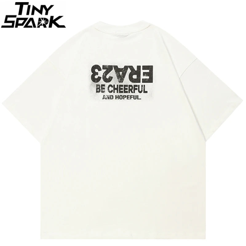 Vintage Beige Graffiti Graphic T-Shirt — back view