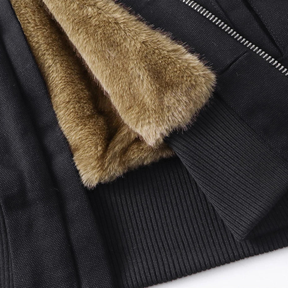 Fleece Vintage Padded Fur Puffer Jacket — fabric close-up
