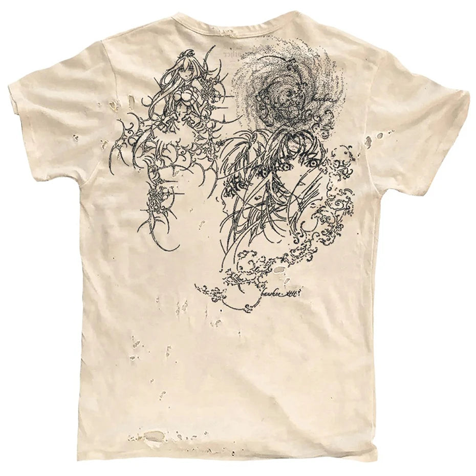 Vintage Ripped Loose T-Shirt — back view
