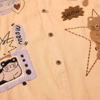 Long Vintage Cat Graphic Oversized Shirt — detail shot