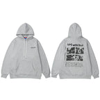 Bear Letter Print Fleece Hoodie — fit shot