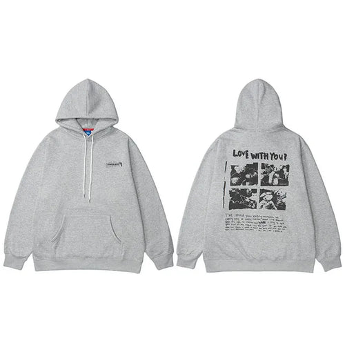 Bear Letter Print Fleece Hoodie — fit shot