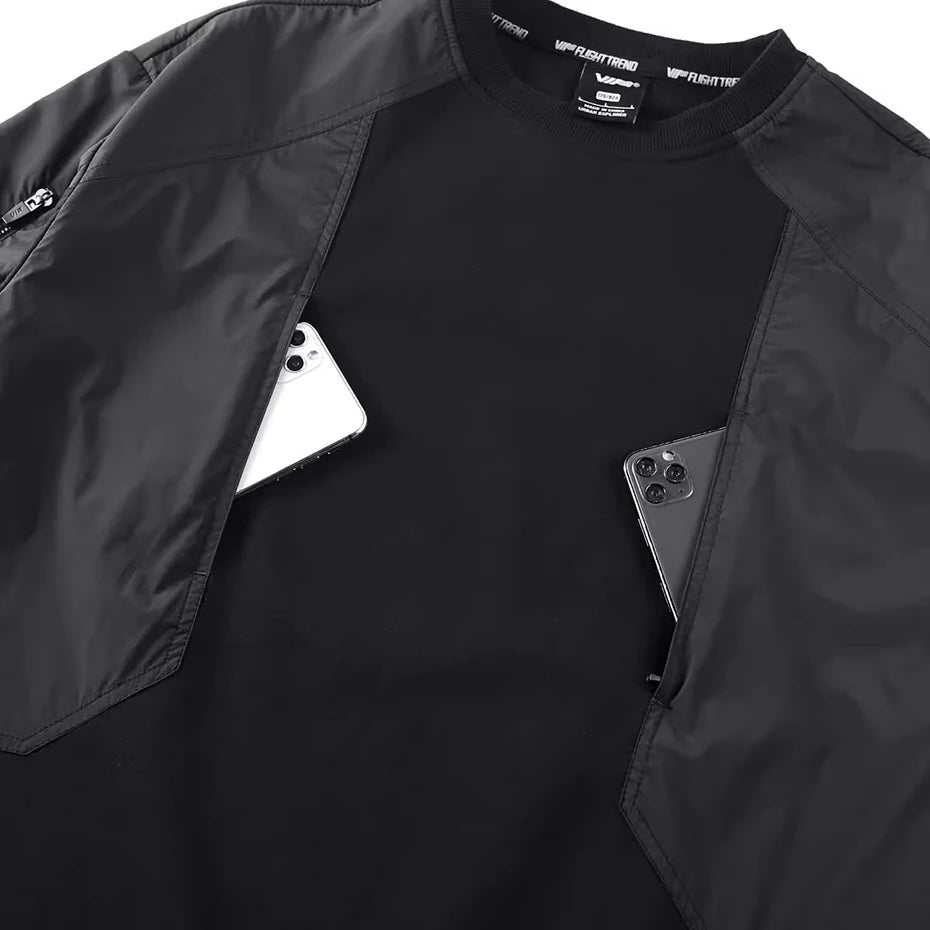 Techwear Black Car Hoodie — detail shot