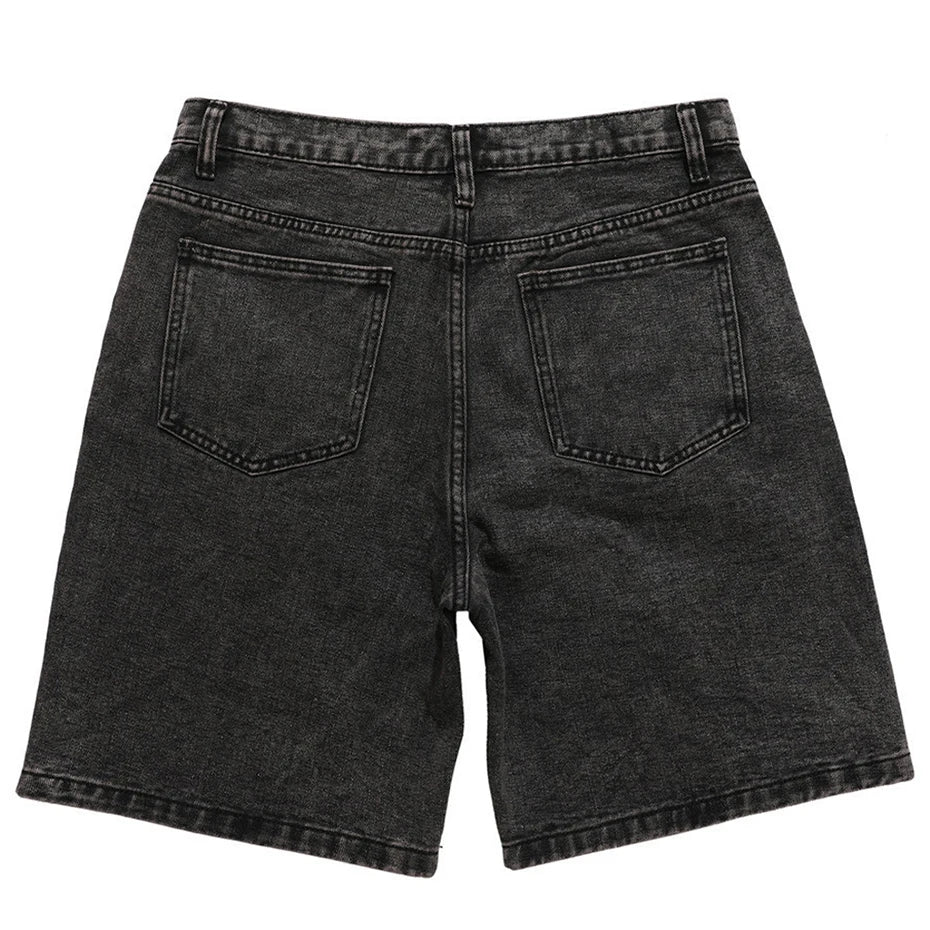 Blue Patchwork Oversized Denim Shorts — detail shot