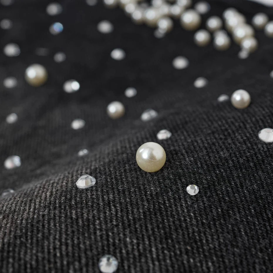 Y2K Vintage Loose Denim Shorts — fabric close-up