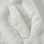 Black Cross Embroidered Fleece Oversized Coat — fabric close-up