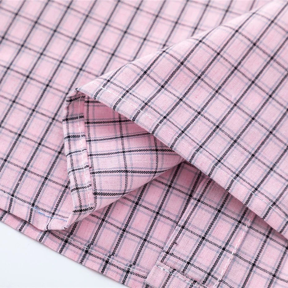 Vintage Plaid Oversized Shirt — fabric close-up