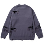 Vintage Skull Graphic Knit Oversized Sweater — detail shot