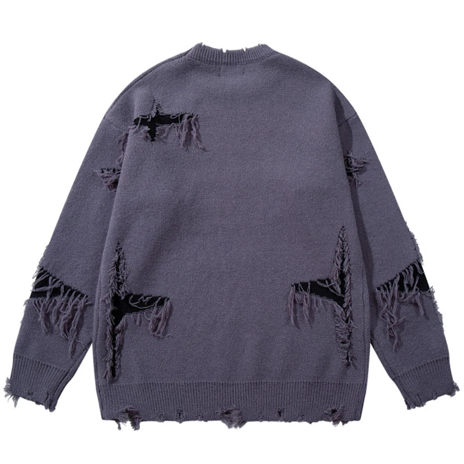 Vintage Skull Graphic Knit Oversized Sweater — detail shot