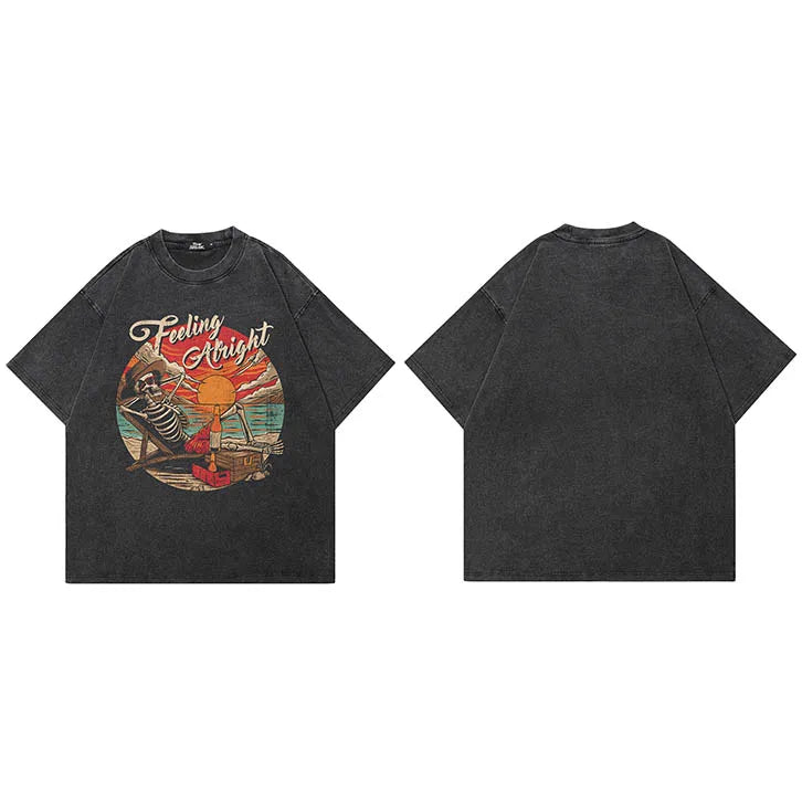 Black Skull Faded T-Shirt — fit shot