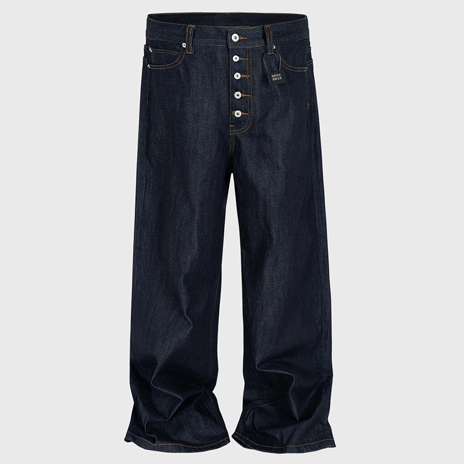 Black Denim Baggy Jeans — back view