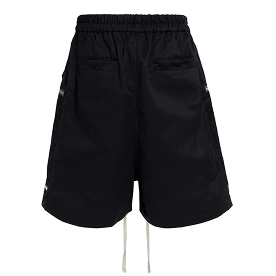 Pocket Black Loose Cargo Shorts — front view