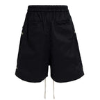 Pocket Black Loose Cargo Shorts — front view