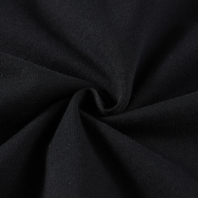Y2K Black Cat Graphic T-Shirt — fabric close-up