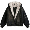 Vintage Padded Denim Oversized Puffer Jacket — styling shot