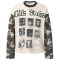Beige Vintage Graphic Oversized T-Shirt — fabric close-up