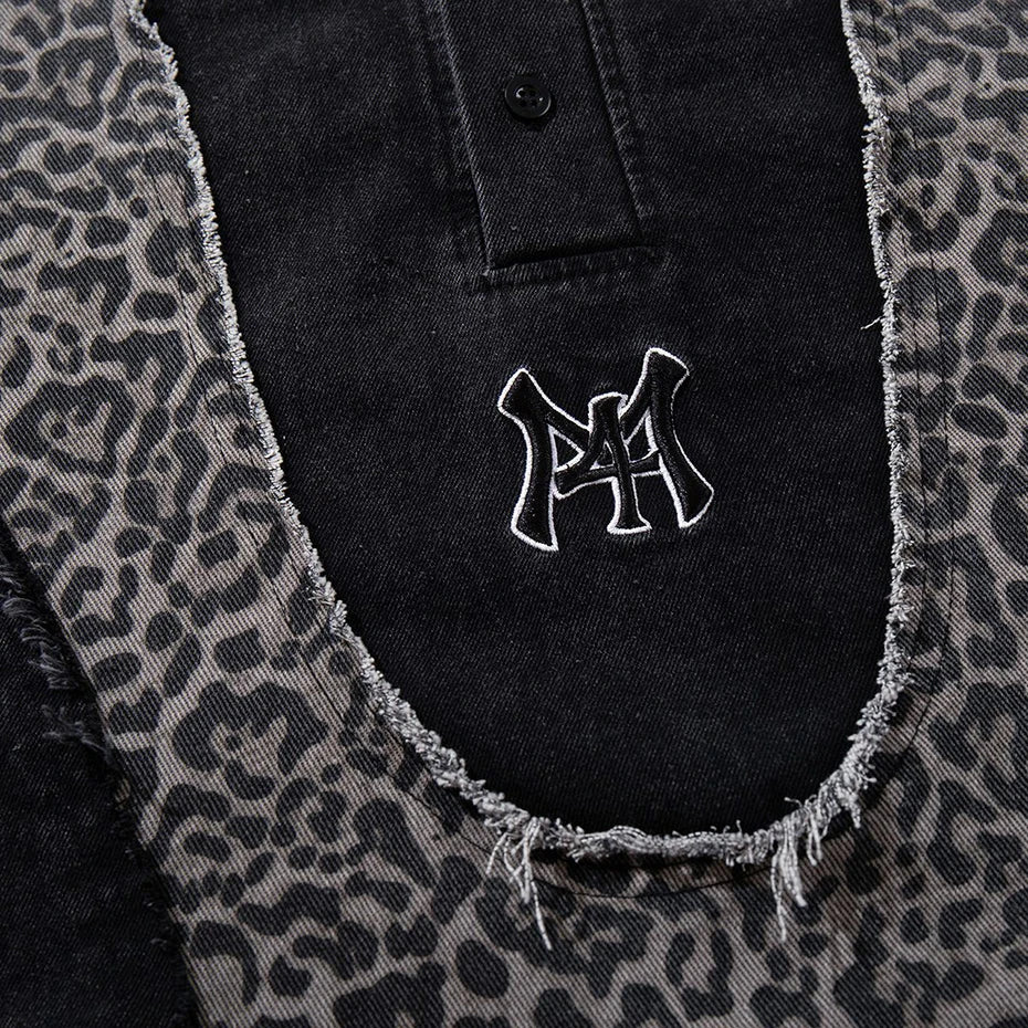 Vintage Leopard Patchwork Oversized T-Shirt — detail shot