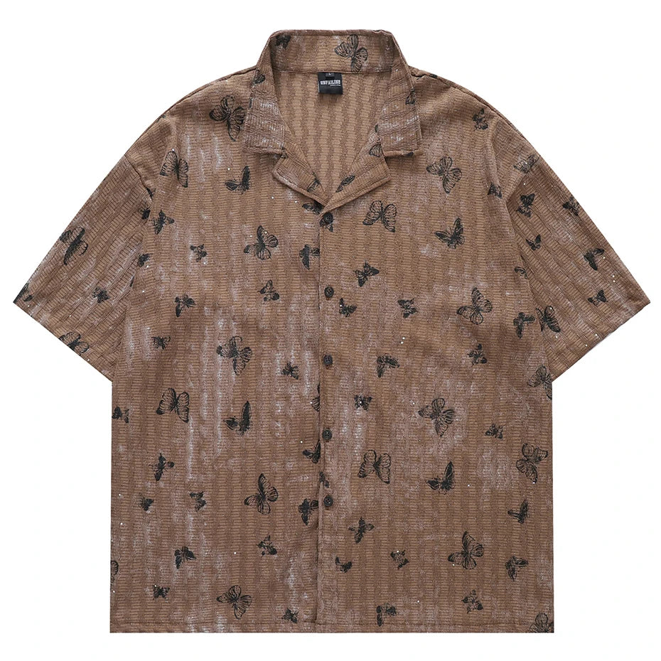 Vintage Butterfly Graphic Loose Shirt — detail shot