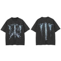 Graphic Black Skeleton Faded T-Shirt — fabric close-up