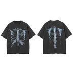 Graphic Black Skeleton Faded T-Shirt — fabric close-up