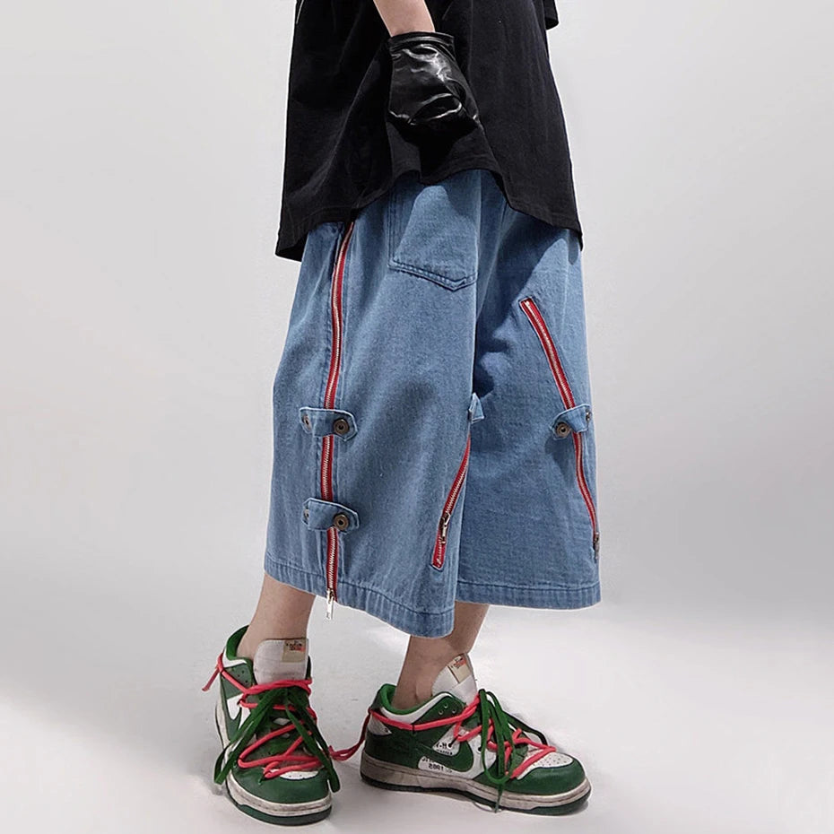 Zip Loose Cargo Shorts — front view