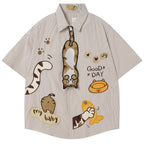 Shirts Vintage Cat Embroidered Loose Shirt — styling shot