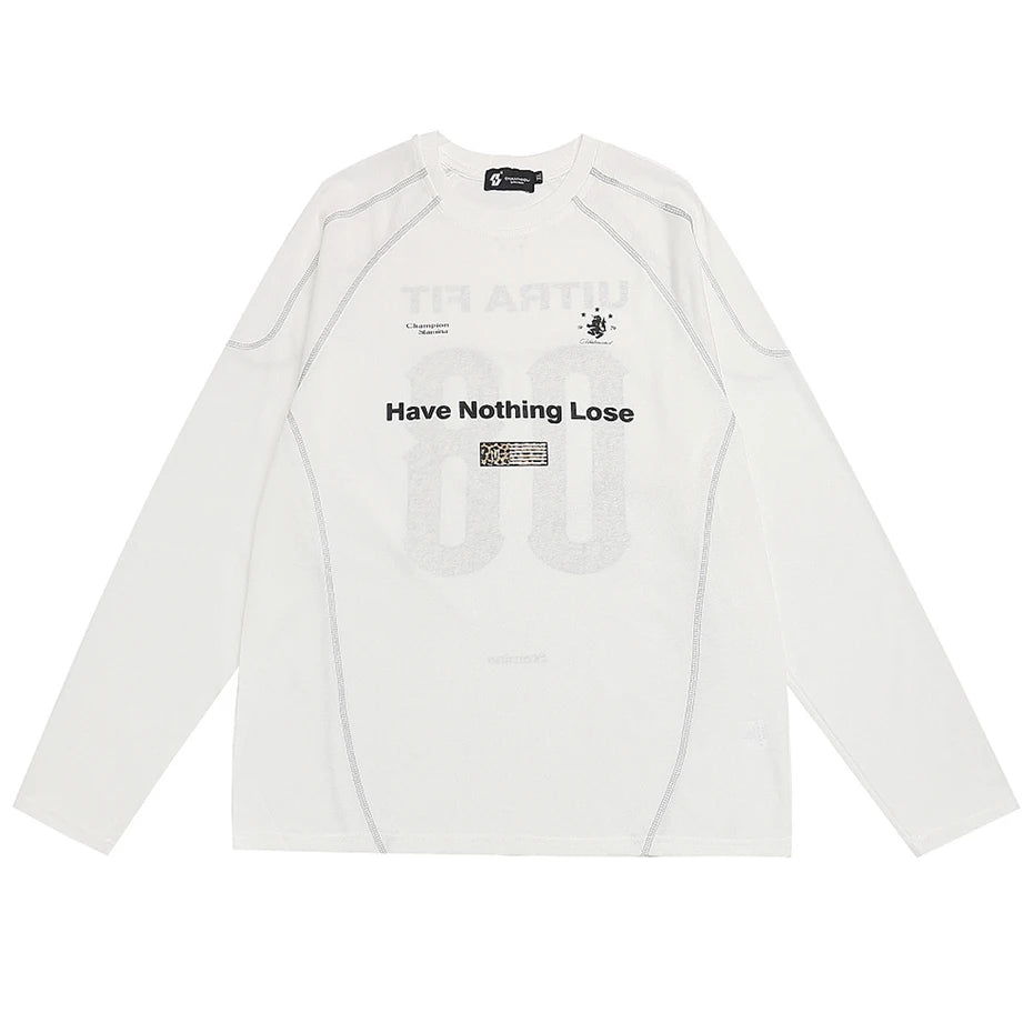 Y2K Black Oversized Long Sleeve Tee — back view