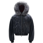 Vintage Padded Fur Oversized Puffer Jacket — flat lay