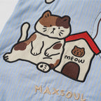 Funny Cat Embroidered Loose Shirt — detail shot