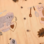 Long Vintage Cat Graphic Oversized Shirt — fit shot