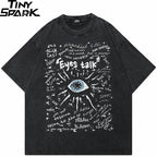 Graphic Vintage Black Eye Graffiti Washed T-Shirt — front view