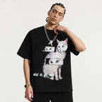 Black Cat Eyes Faded T-Shirt — front view
